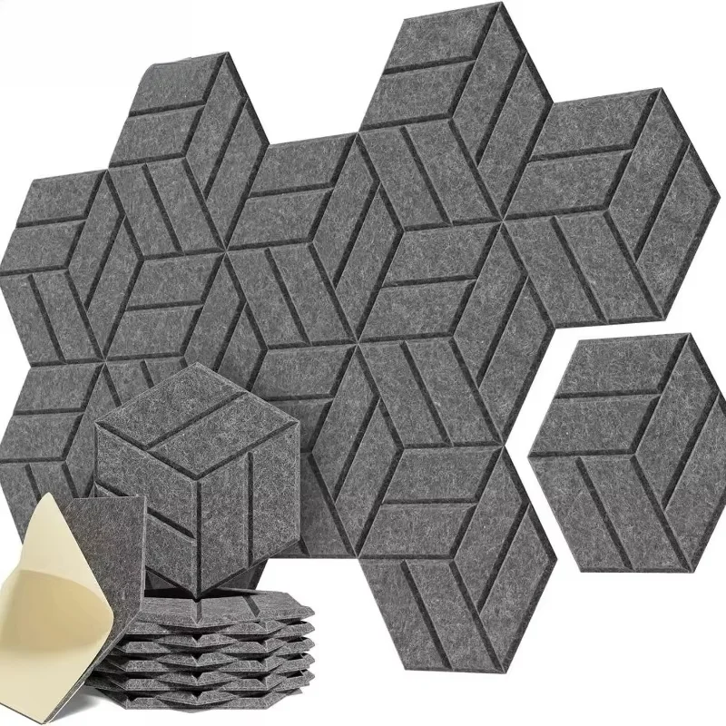 For Recording Studio KTV Kindergarten Wall Decor Hexagonal Self Adhesive Felt Wall Stickers Noise Reduction Panels