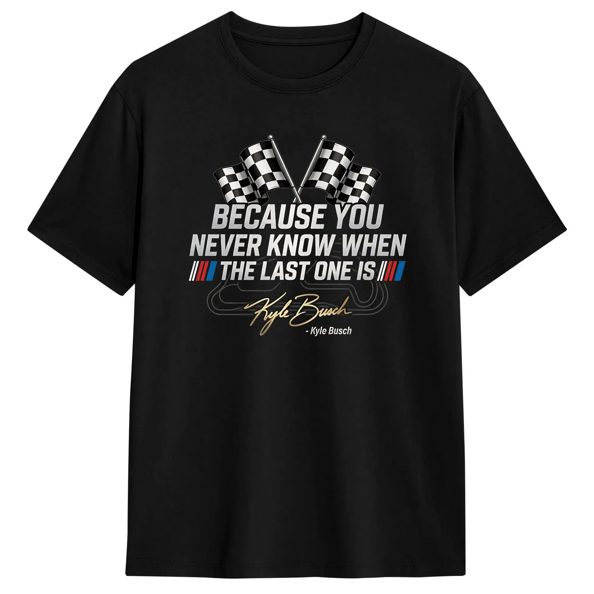 Men's Kyle Busch Rowdy T Shirts  Pure Cotton Tops Vintage Short Sleeve Round Neck Tees Plus Size T-Shirt