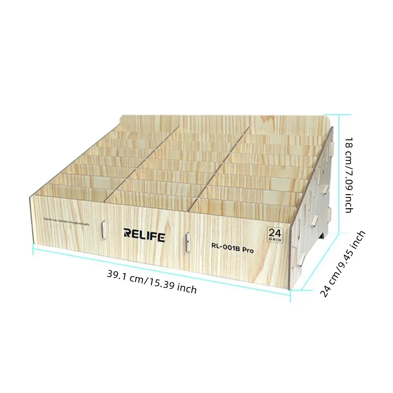 RELIFE RL-001B Pro Large Capacity 24 Grids Mobile Phone Management Box Rack Wooden Multi-grid Mobile Phone Storage Box