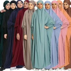 2024 Muslim Hijab Abayas For Women Mother Girls Full Cover Prayer Clothes Islamic Jilbab Abaya Batwing Sleeve Dubai Robe LR484