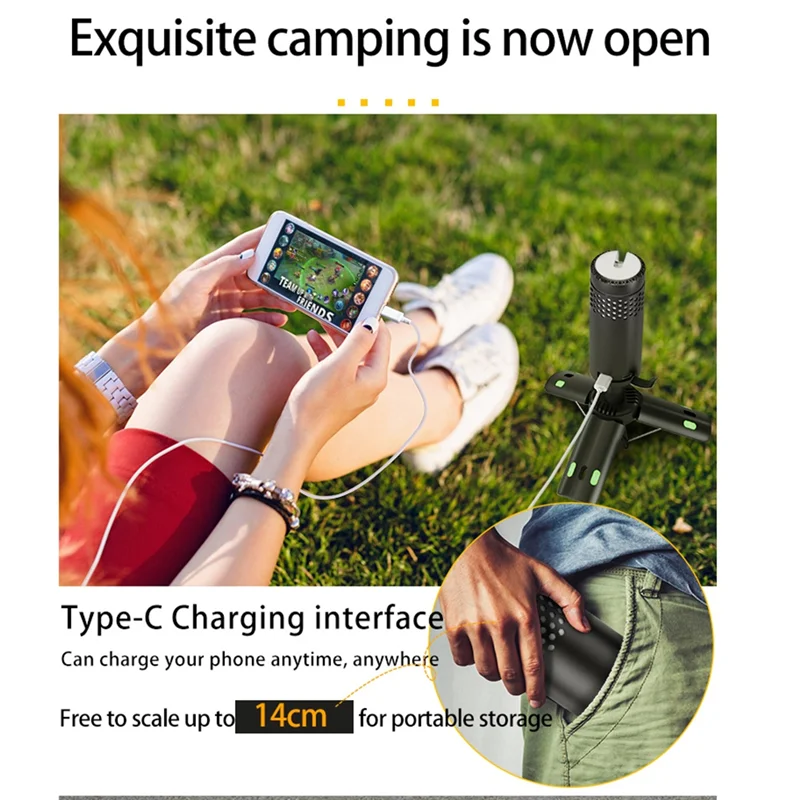 AY03-ضوء التخييم في الهواء الطلق، تلسكوبي 10000Mah مصباح خيمة التخييم القابلة لإعادة الشحن للخارجية، ضوء العمل، الطوارئ، إصلاح السيارات