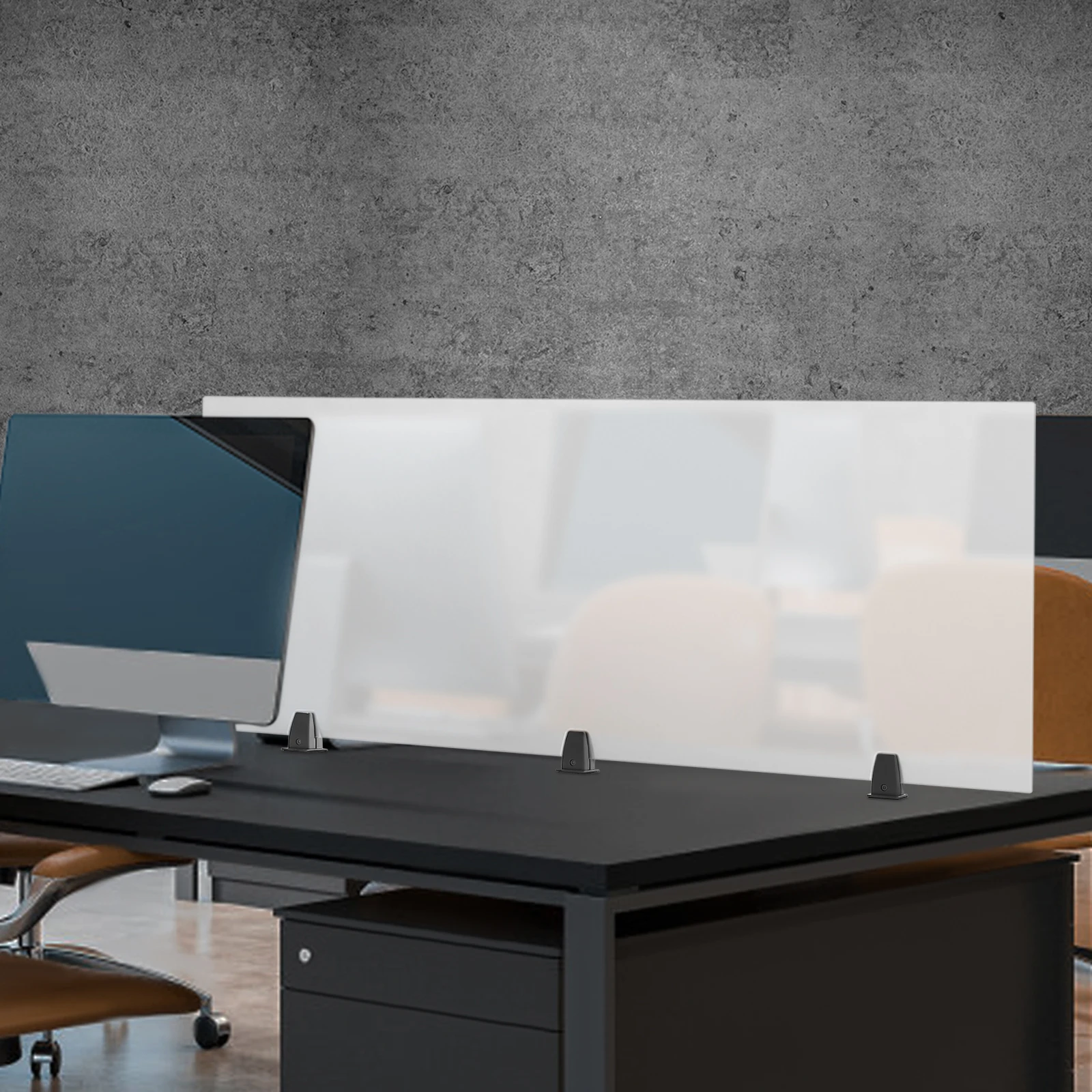 Cloison de bureau translucide de 60 pouces avec support à pince, diviseur en acrylique moderne crée un espace de travail privé dans les bureaux à plan ouvert