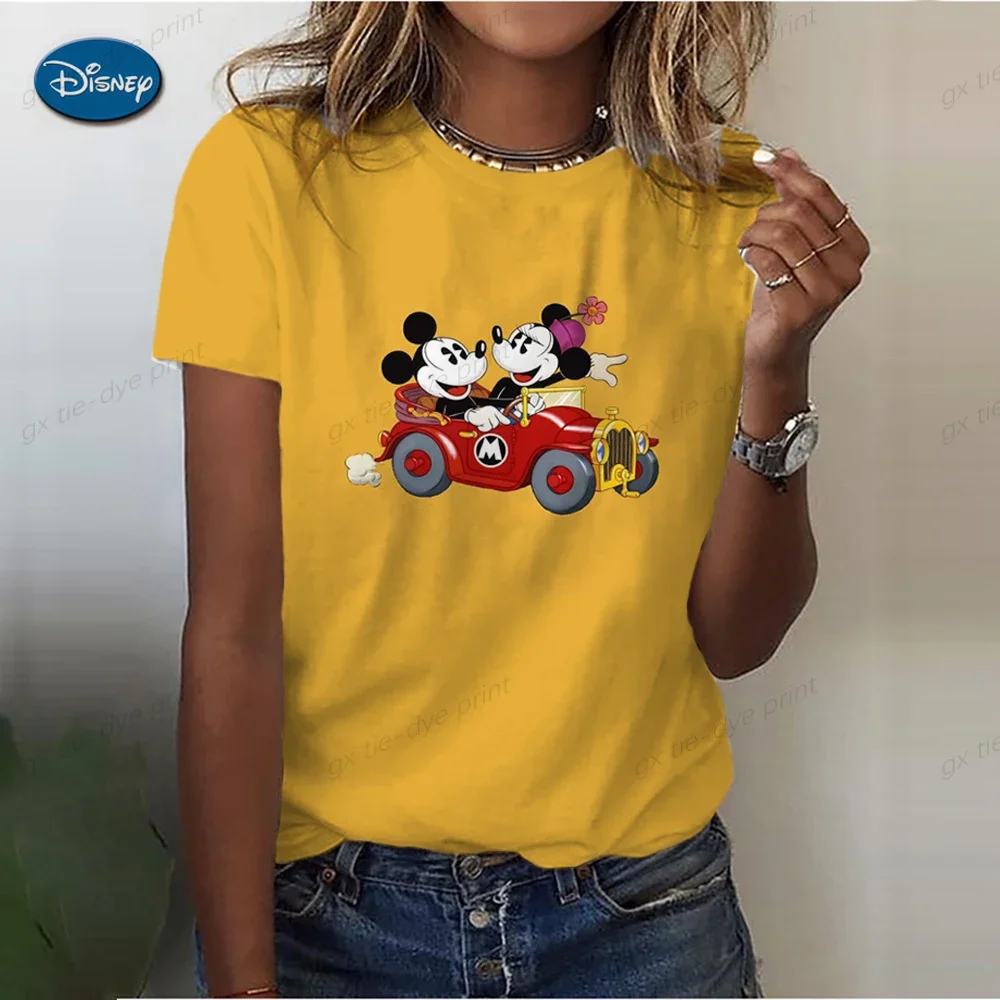 Cartoon Disney Mickey Mouse Black White Pattern Summer New Men T-shirt Fashion Cute Clothes Casual Short Sleeve Tees