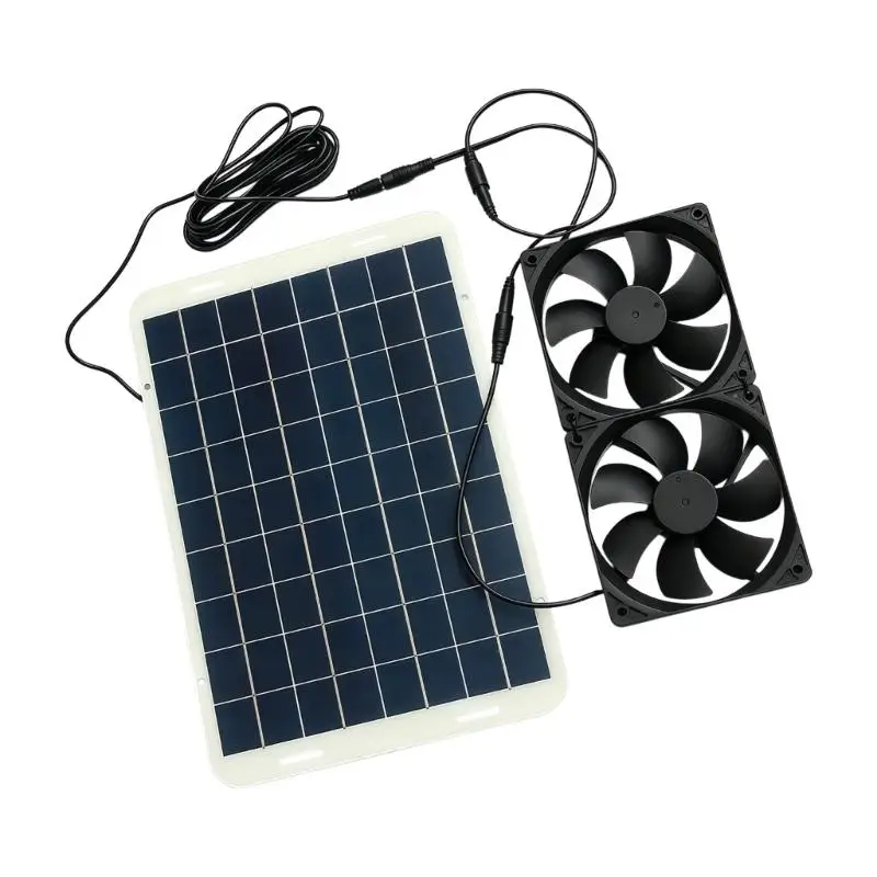 12V Solar Power Ladepanel Twin Fan Luftzirkulation für Haustierkäfige und Geräteschränke D2RD – Detail 9