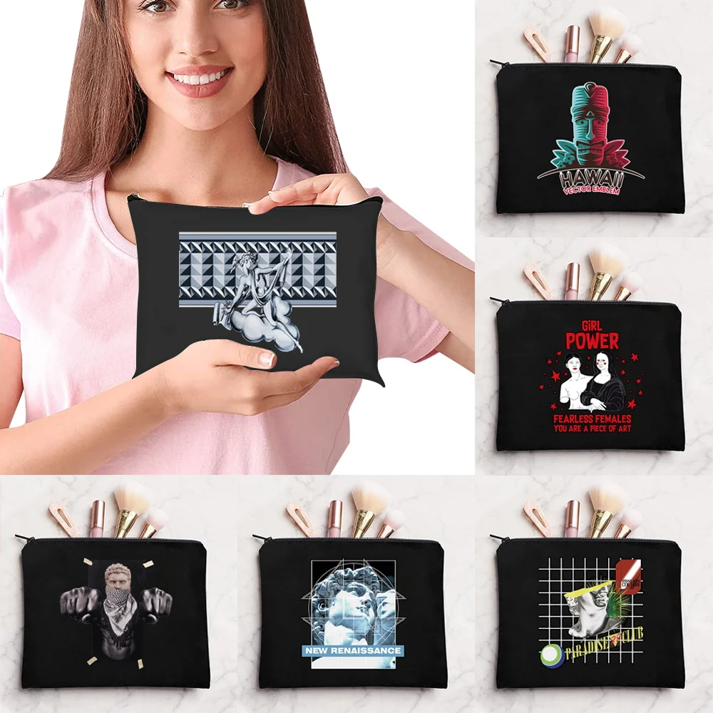 Cosmetic Bags Canvas Carry Pouch Sculpture Print Stylish Cosmetic Cases for Tiny Articles While Shopping Travelling or Commuting