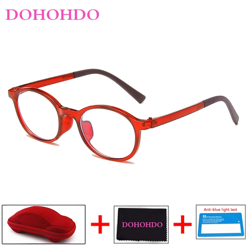 

DOHOHDO новые детские очки с защитой от синего света, брендовая красная, розовая, зеленая оправа, детские очки, простые очки, детские очки, очки