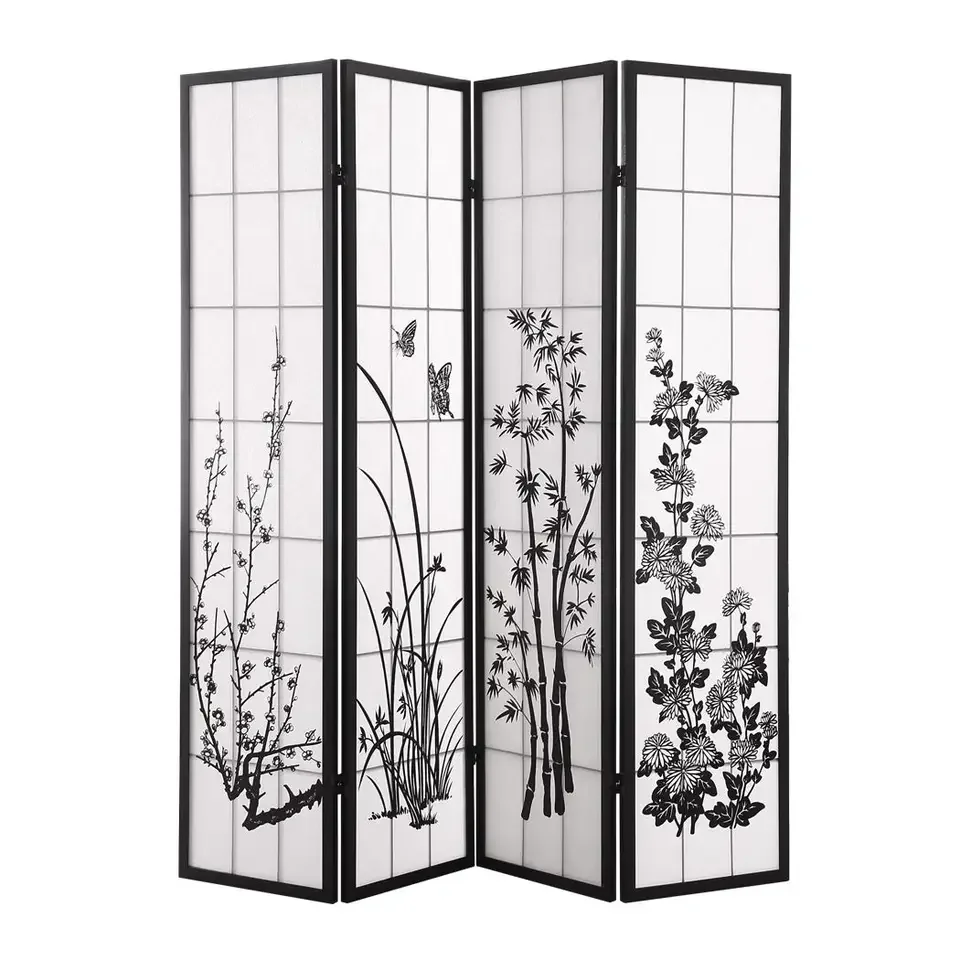 4 PANEL ROOM DIVIDER PRIVACY SCREEN WOOD TIMBER BED WIDER FOLDABLE STAND shoji screen