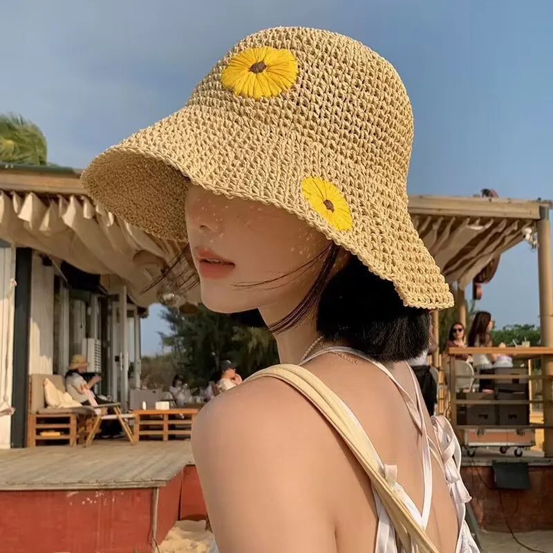 Breathable Foldable Summer Sun Protection Hat Women Floral Mountain Tea Fisherman Cap Sunshade Sunscreen Sun Protection Dome