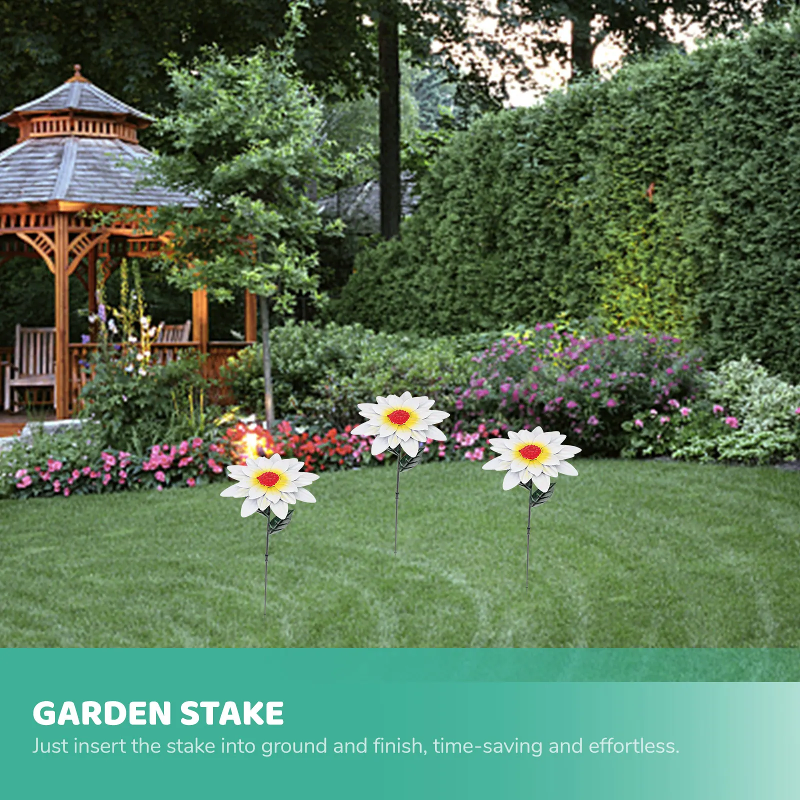 

Iron Art Flowers Outdoor Stake Realistic Garden nament Wrought Iron Yard Decor Flowerpot Insert Spring Touch Weather Resistant