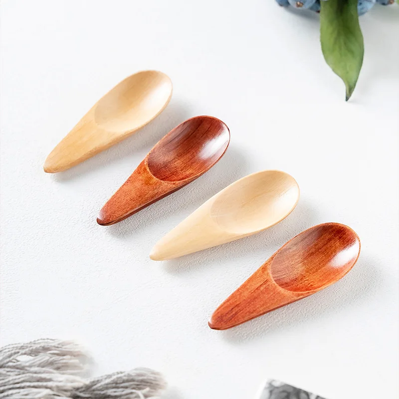 Mini Creative Tea Spoon Short Handled Small Wooden Coffee Spoon Spice Salt Milk Powder Spoon Wholesale