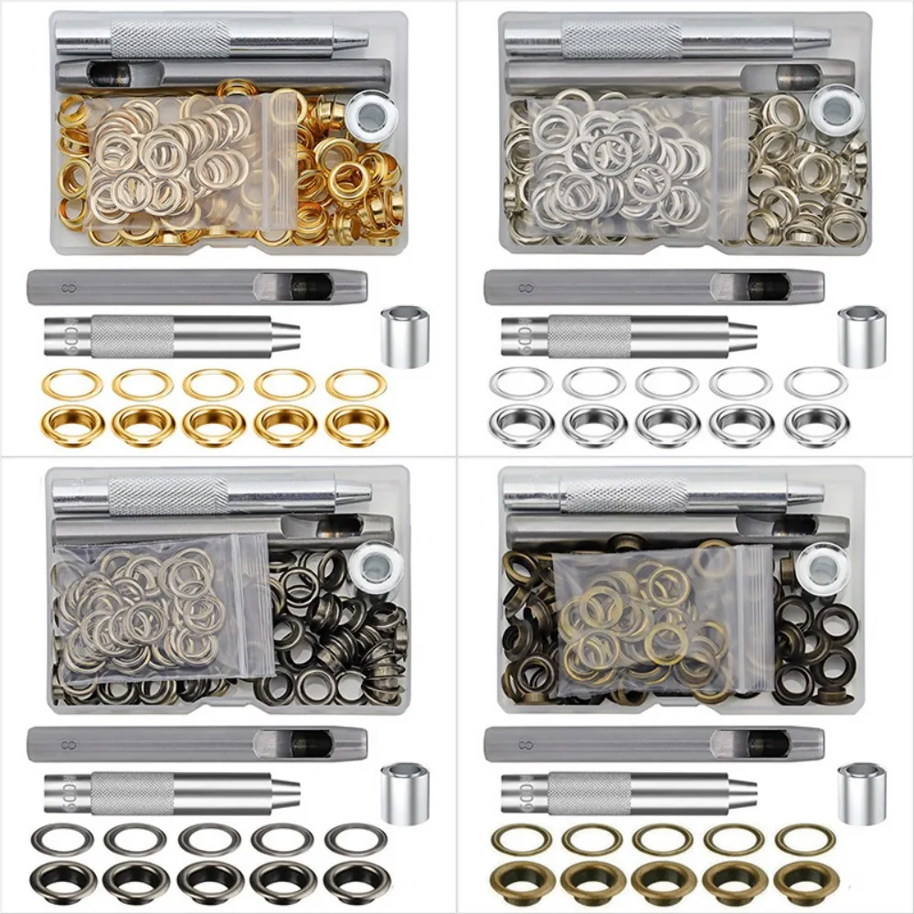 100-teiliges Messing-Ösen-Set – 6 mm und 8 mm Ösen, Miniatur-DIY-Lederhandwerk, Kleidung, Taschen, Jeans, Nähzubehör
