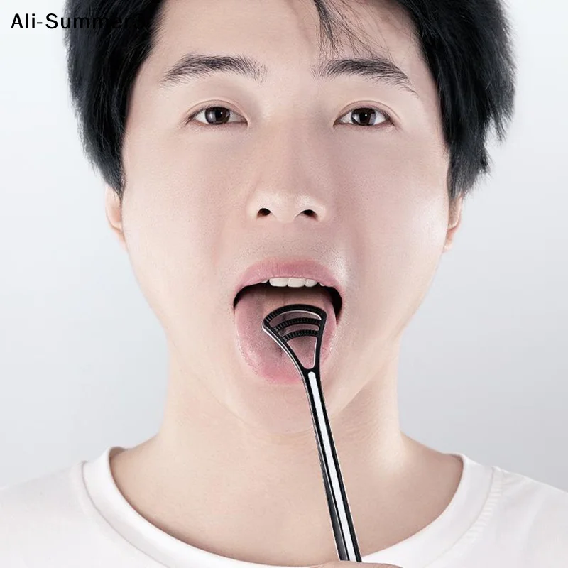 【Su3】Dual Uses Tongue Scraper Cleaners Reusable Oral Health Cleaning Brush Hygiene Care Toothbrush Mouth Fresh Breath Scraping