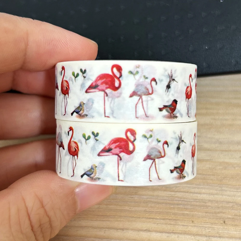 15mm*10m Flamingo Masking Washi Tape Album Scrapbooking Label Cartoon Stick Decoration