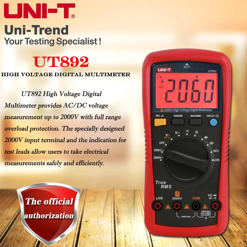 UNI-T UT892 2000V AC/DC High Voltage Digital Multimeter/Full-function false detection protection multimeter/VFC/NCV