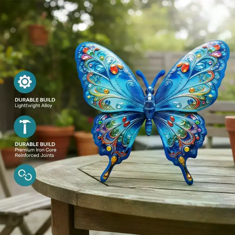 1/4Pcs Outdoor Sculpture Vibrant Metal Butterfly Wall Art Decor With Tool-Free Hook For Garden Yard Patio And Fence