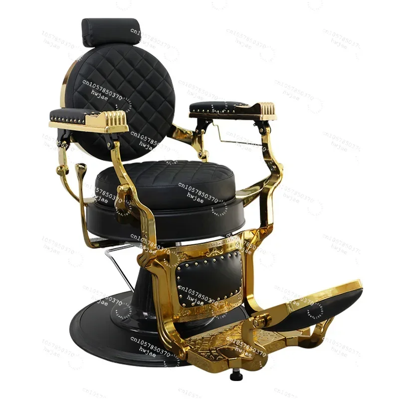 

Men's retro oil head chair for hairdressing, reclining, shaving and hair cutting seat