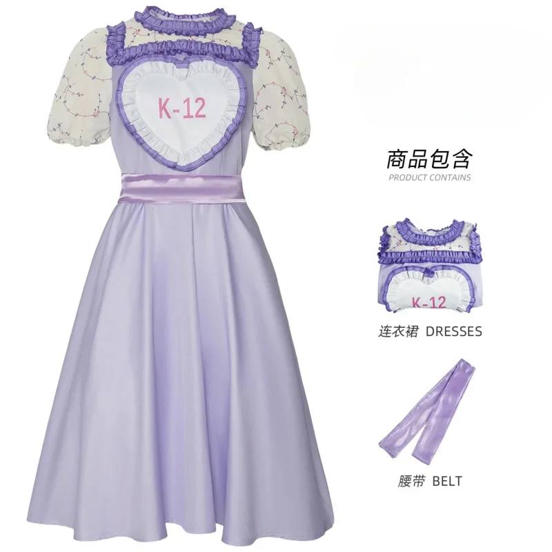 CyMovie K12 Crybaby Angelita Cosplay Costume Women's Pink Purple Dress Melanie Martinez Sweet Outfit for Girls Halloween Costume