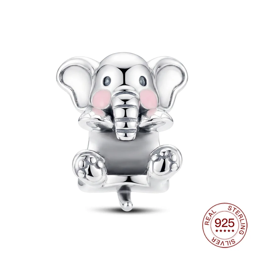 925 Sterling Silber Rosa Kirschblüten-Charms Naturanhänger Passend für Original-Armbänder DIY Schmuckherstellung für Frauen Geschenke