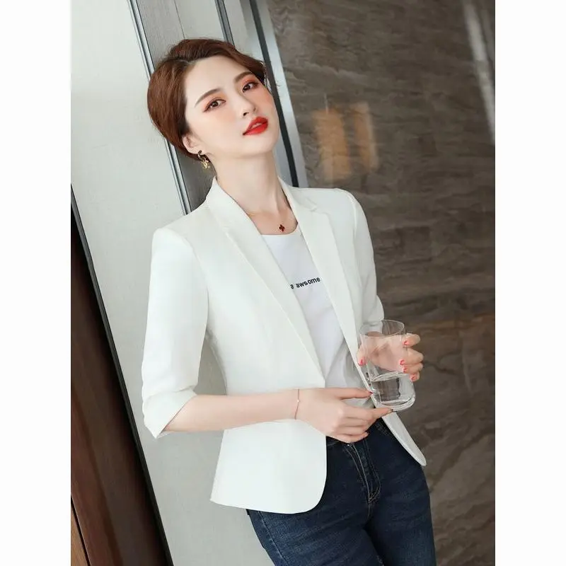 

Летний тонкий повседневный однотонный женский джет 2024, новый универсальный легкий женский деловой топ Sle Svel