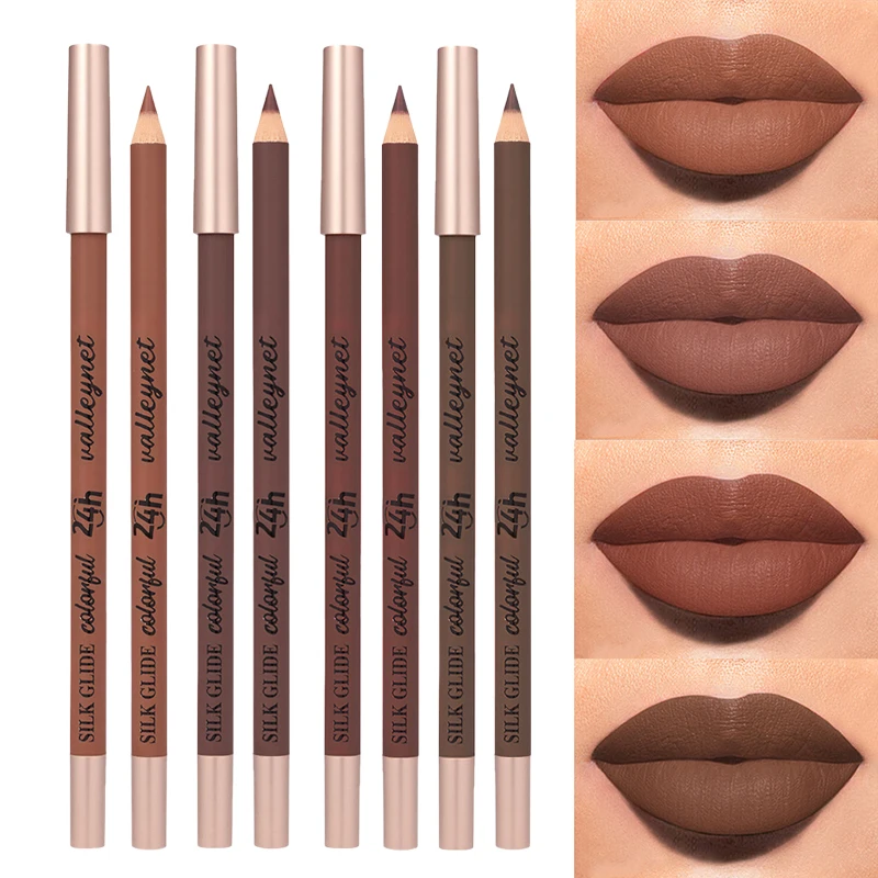 Nude Matte Lip Liner Makeup Set - Long-Lasting Natural Matte Waterproof Effect, Long-Lasting Easy-To-Color Non-Smudge Lip Liner,