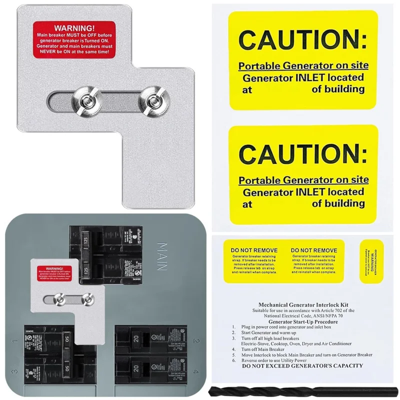 

Generator Interlock Kit Compatible with or Murray Amp Panels,/8-1 1/4 Spacing Between Main and Branch Breakers