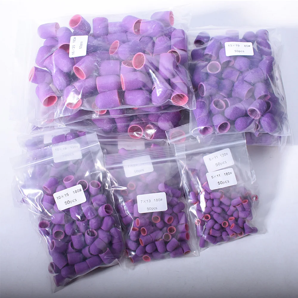 

50Pcs Purple Nail Drill Sanding Caps – Rubber Milling Cutter Bits for Electric Manicure, Removing Burrs & Pedicure.