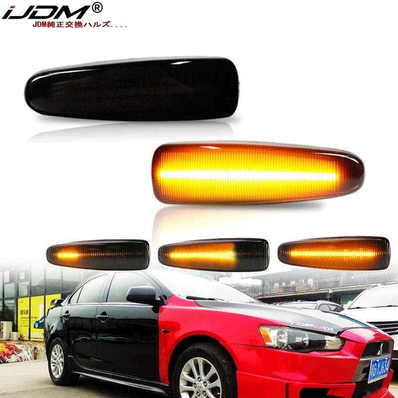 2pcs For Mitsubishi Lancer Evo X Mirage Outlander Sport Side Marker Light Assemblies Sequential Blink Amber Turn Signal Light