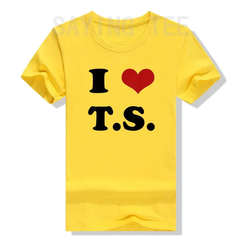 I Love TS T-Shirt Funny Letters Printed Graphic Tee Tops Summer Fashion Short Sleeve Blouses Gifts Cool Street I-Heart-TS Outfit