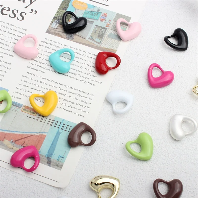 50pcs/lot Color spray paint cartoon hearts shape alloy floating locket charms diy jewelry earring pendant accessory