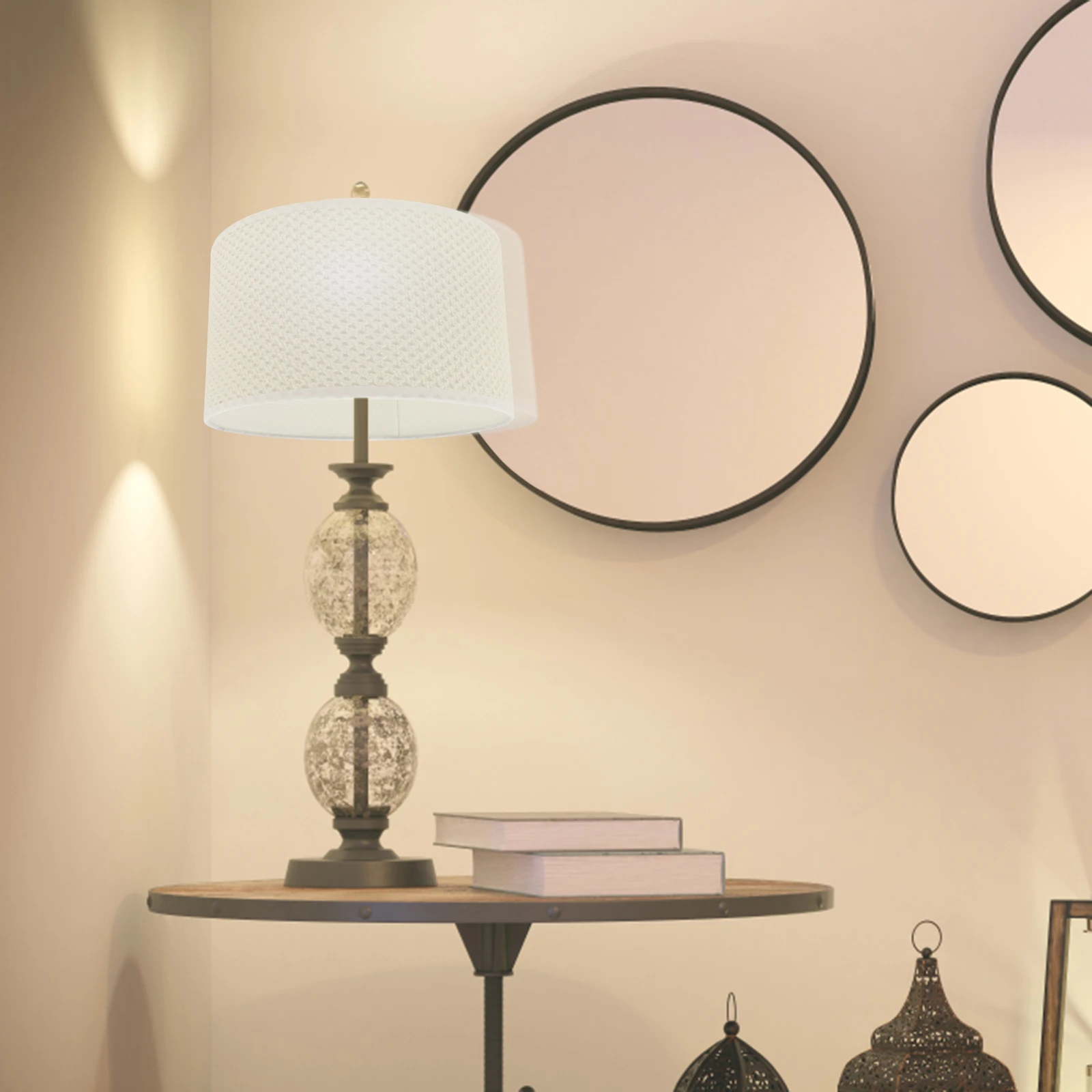 

Elegant Hexagonal Woven Lamp Shade Rustic Style E27 Desktop Lampshade Home Decoration Easy Install Eye Care Gift