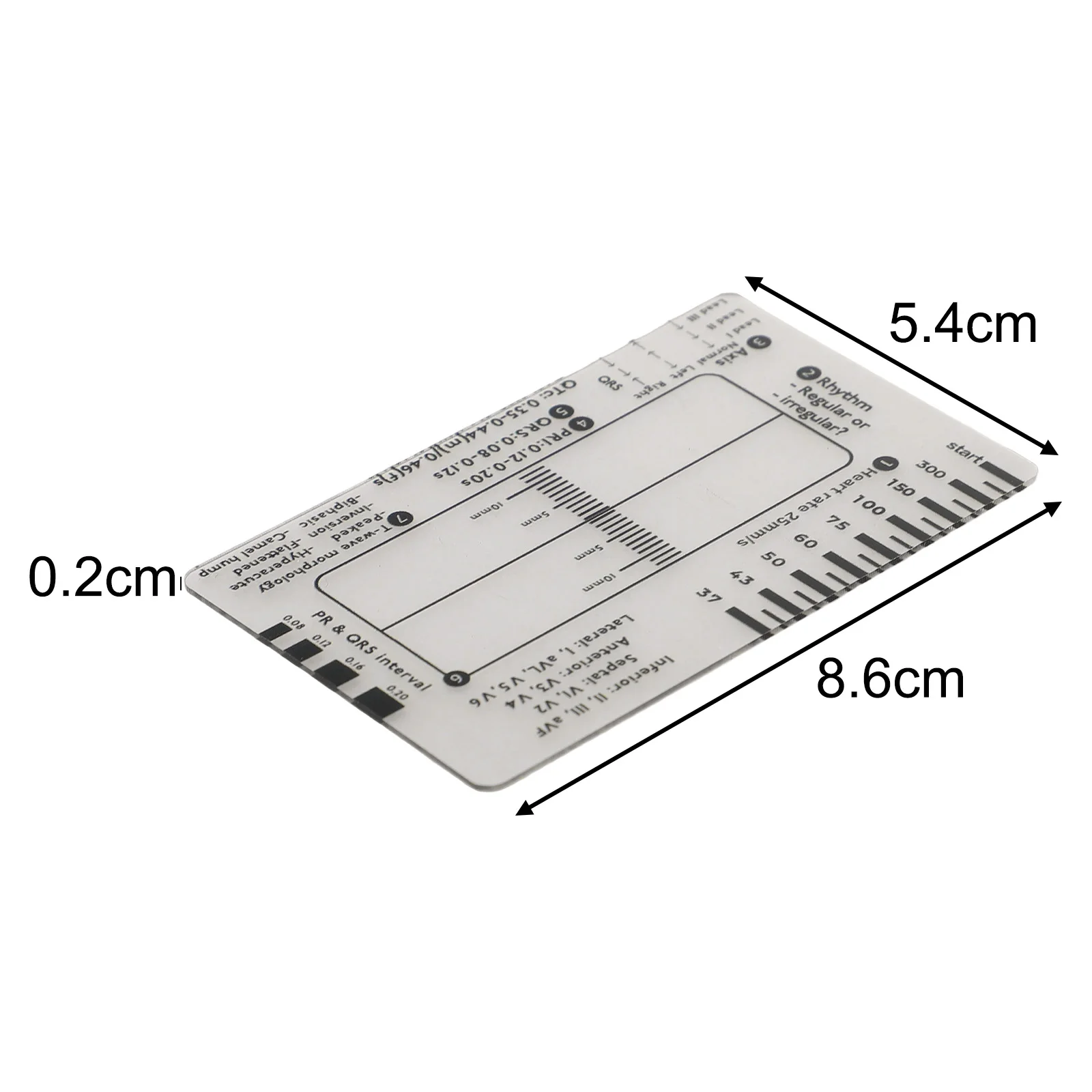 7-step Plastic Ruler Electrocardio Reading And Measuring Tool, Transparent , Portable Transparent Caliper