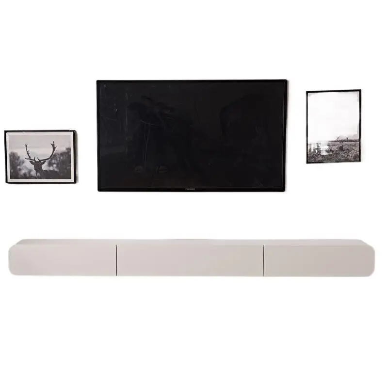 

New solid wood cabinet living room wall-mounted suspended white cream wabi cabinet wall-mounted small apartment