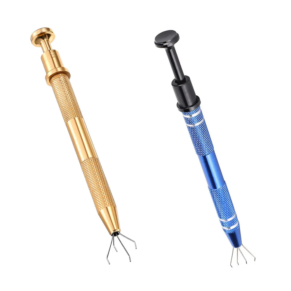 2Pcs 4-Claw Diamond Grabber Stainless Steel Precision Pickup Tool for Electronics Repair Ic Chip Bead Gemstone Handling Tiny