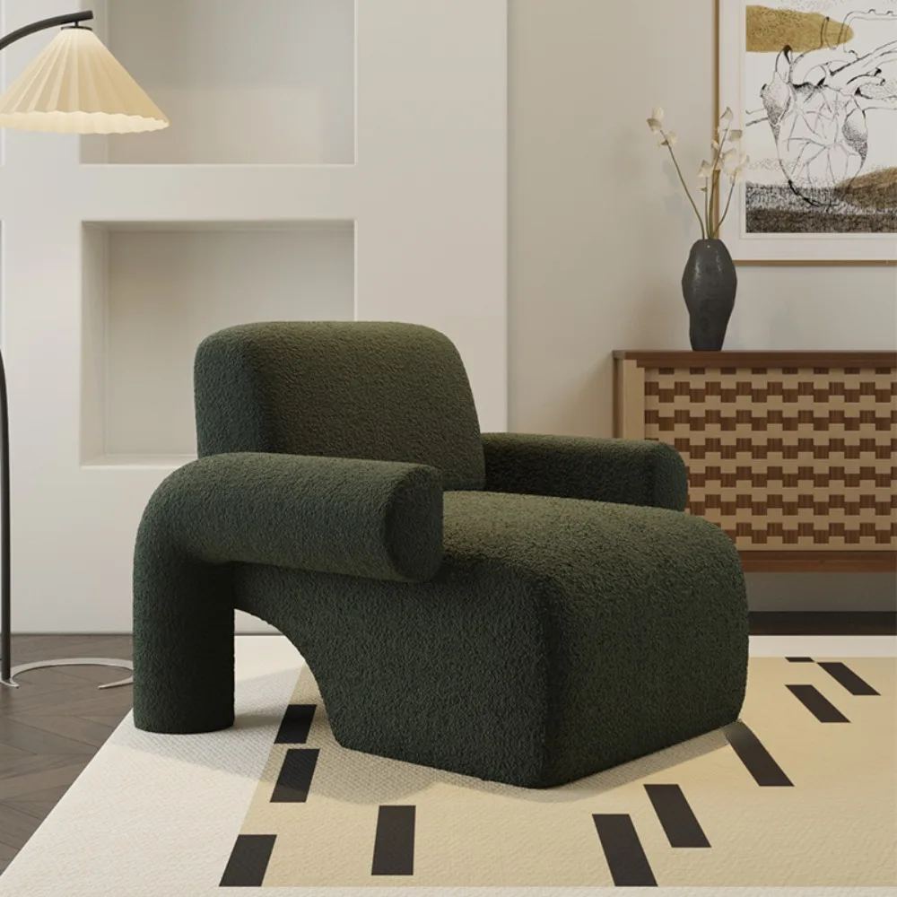 

Armrest Dresser Chairs Living Room Bedroom Footrest Lambs Wool Design Chair Ergonomic Aesthetic Sillones Home Decoraction