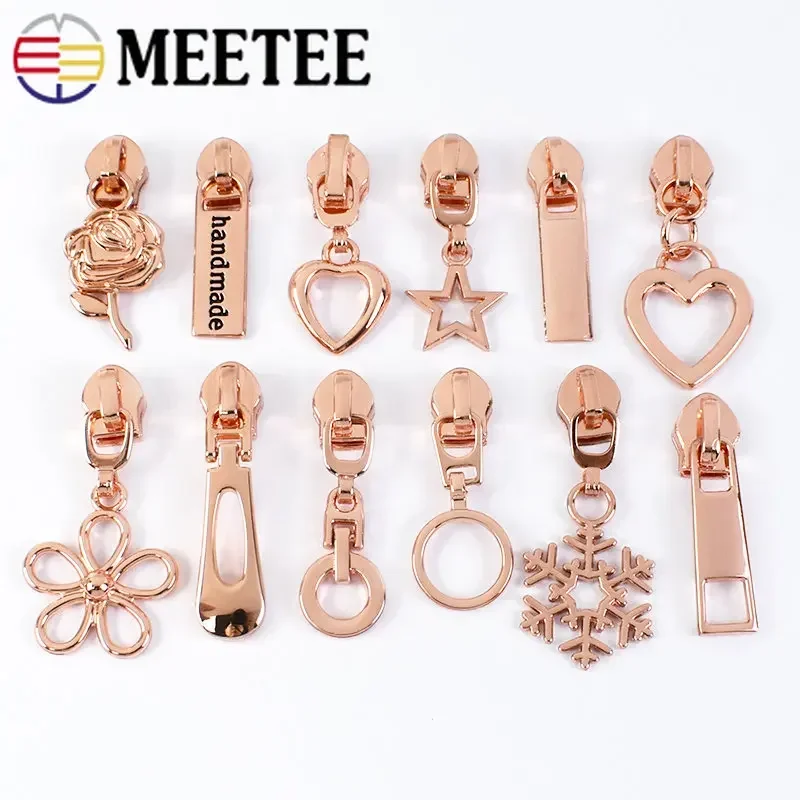 Meetee 10/20/30Pcs 5# Zipper Slider for Nylon Zippers Luggage Clothes Tent Zip Puller Repair Kit Decorative Sewing Accessories