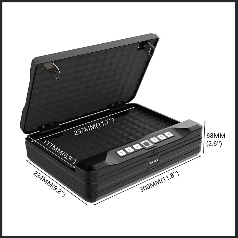 Ospon manufacturers supply bio fingerprint pistol safe, automatic pop-up portable pistol box