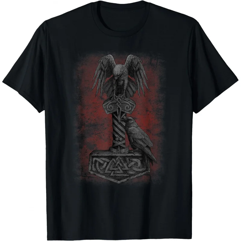 

Viking Norse Mythology Thor's Mjolnir Odin's Huginn & Muninn Gift t shirt Norse Myths Valhalla Graphic clothes All size tops