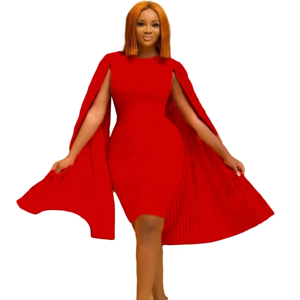 

Red Blue African Dresses for Women Summer African Women O-neck Short Sleeve Dress African Clothes Women
