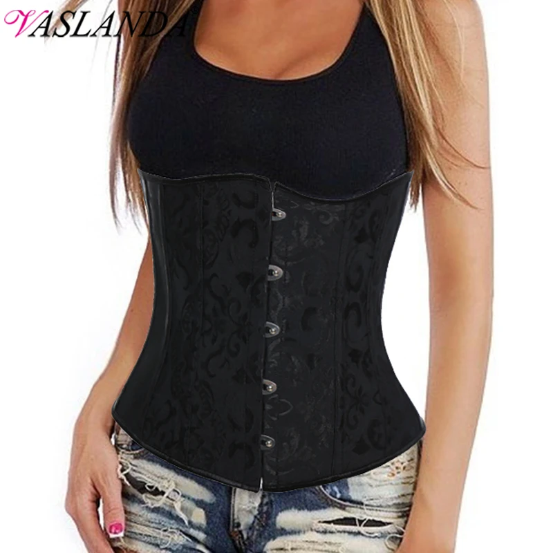 Bustiers & Corsets Lace Up Boned Underbust Waist Cincher Corset Sexy Satin Brocade Gothic Bustier Steampunk Corselet Shapewear