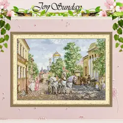 Troika in Front of the Church Pattern Counted Cross Stitch Set DIY 11CT 14CT 16CT Stamped Cross-stitch Kit Embroidery Needlework