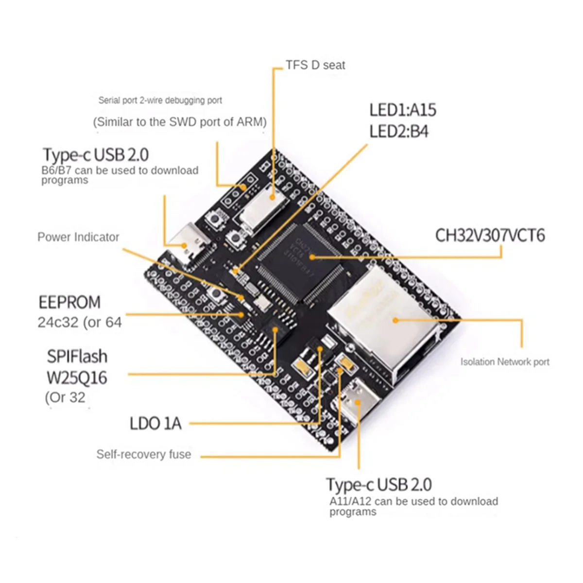 ATP-CH32V307VCT6 Core Board Single Chip Microcomputer Development Board 32 Bit RISCV Controller Supports RT Thread