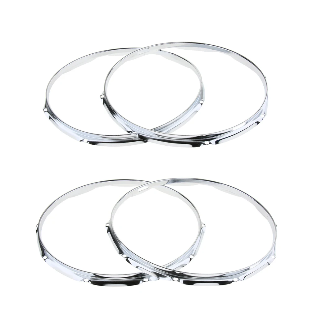 2pcs Chrome 14 Inch Snare Drum Hoop Ring Rim 8&10 Hole for Drum Set Kit