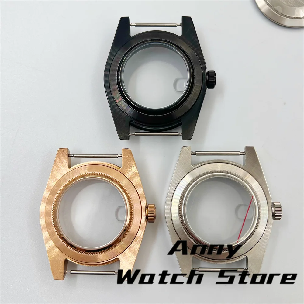 39mm Silver rose gold   gold Sterile Watch Case Sapphire Glass Fixed Bezel Fit NH34 NH35 NH36 ETA2824 PT5000 movement Waterproof