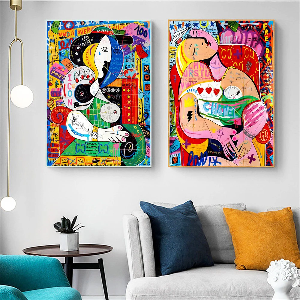 

Street Graffiti Picasso Abstract Woman Wall Decor Art Poster Prints Modern Pop Home Decoration Canvas Painting Murals Pictures