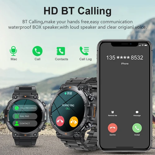 Imagen 2 del producto MEVADEN-reloj inteligente MD56 para hombre, accesorio de pulsera resistente al agua con pantalla HD de 1,39 pulgadas, Bluetooth, llamadas, seguimiento de actividad deportiva, Monitor cardíaco, batería de 400mAh