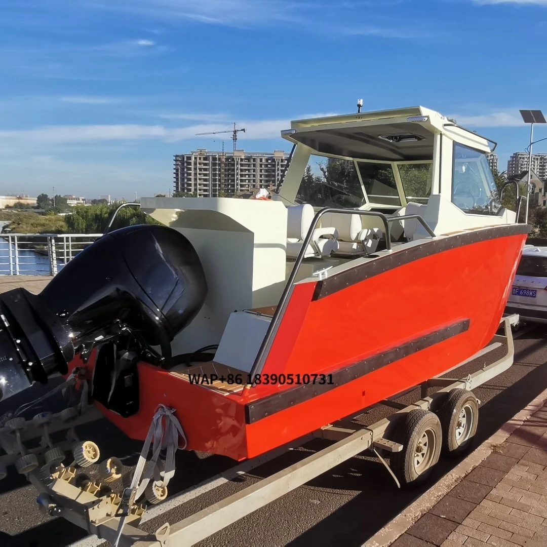 Nuevo lancha de trabajo para peces de placer de aluminio totalmente soldada de 6,2 metros, barco de pesca deportivo de 21 pies para deportes y recreación