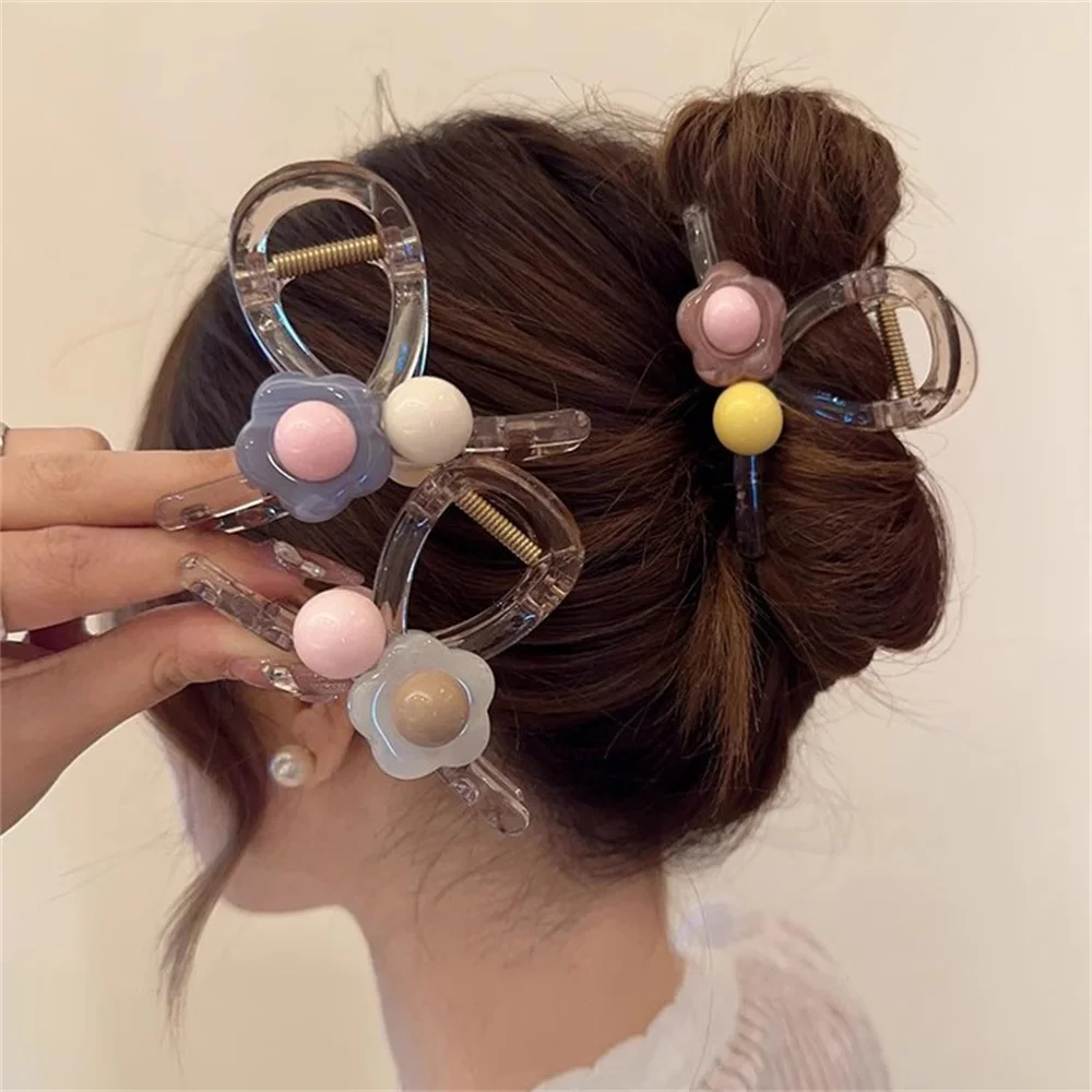 Korean Sweet Flower Grab Hair Clips for Women Acrylic Hairpin Barrettes Shark Hair Claws Clips Girls Hair Accessories jewelry