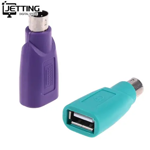 Imagen 1 del producto Convertidor de teclado y ratón para PS2, PS/2, adaptador USB, accesorios para teclado y ratón, color morado y verde, 1/2 Uds.