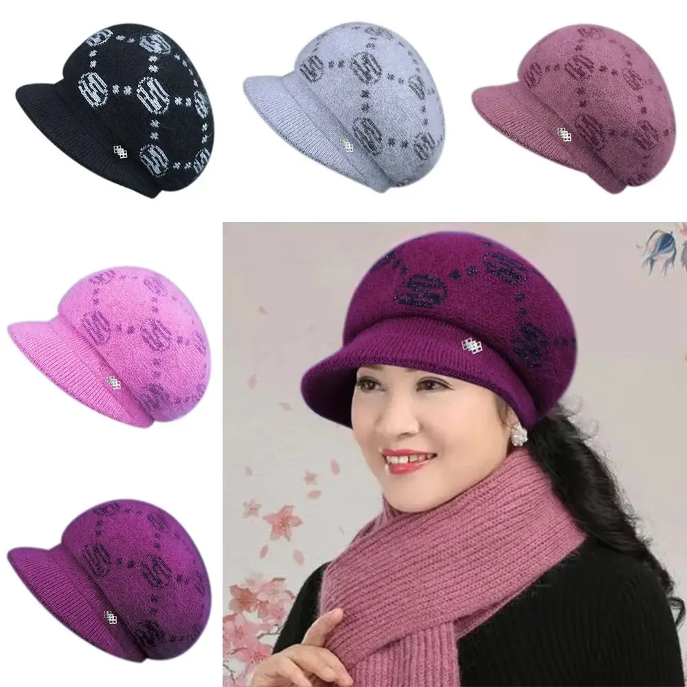 Fashion Windproof Knitted Woolen Hat Keep Warm Thicken Peaked Cap Winter Beanies Cap Woman