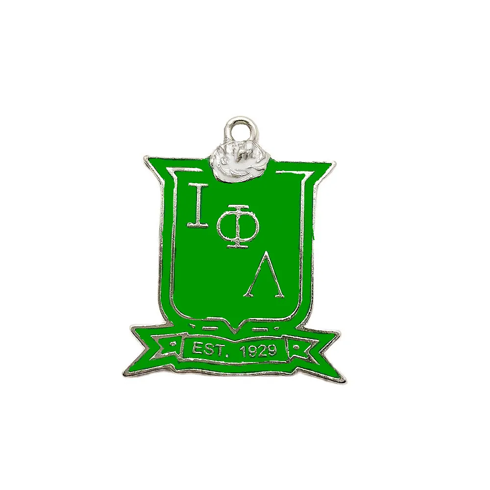 Alloy Metal Green Enamel Color Black Women Sorority Iota Phi Lambda Charm Greek Letter Social Badge Pendant DIY